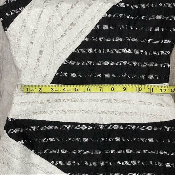 BCBG MAXAZRIA Dalia Black and White Sleeveless Dress with Asymmetrical Hem Sz 2 - Picture 8 of 14